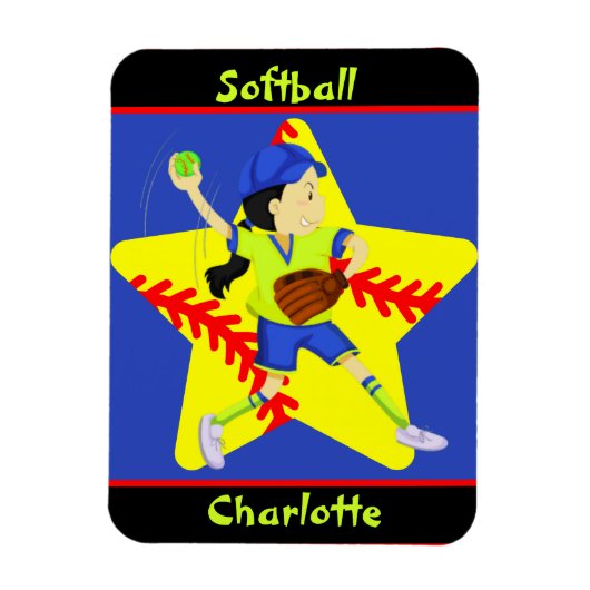 Softball Girls Star Pitcher, gepersonaliseerd Magneet (Verticaal)