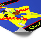 Softball Girls Star Pitcher, gepersonaliseerd Poster (Hoek)