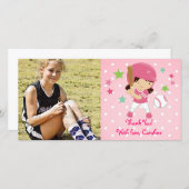 Softball Girly Dank je persoonlijk Bedankkaart (Voorkant / Achterkant)