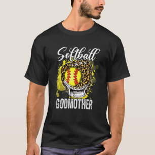 Softball Godmother Leopard Handschoen Game Day Moe T-shirt