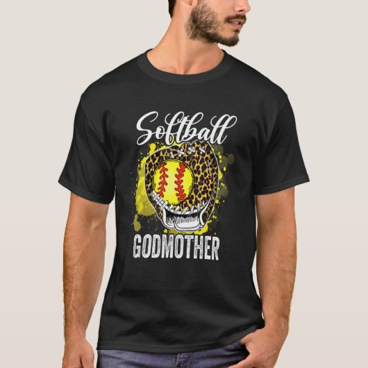 Softball Godmother Leopard Handschoen Game Day Moe T-shirt (Voorkant)