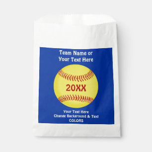 Softball Goodie Bags, Uw KLEUREN en TEKST Bedankzakje