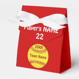 Softball Goodie Boxes met uw kleuren, Jouw tekst Bedankdoosjes