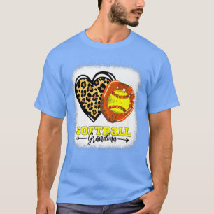 Softball Grandma Bleaching Leopard Heart Glove Sof T-shirt