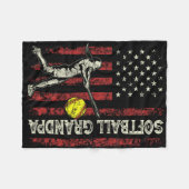 Softball Grandpa Us Flag Gifts Dad Men Patriotic F Fleece Deken (Voorkant (Horizontaal))
