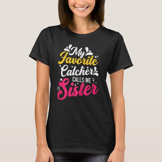Softball Graphic Vrouwen Zusters Softbal Catcher T-shirt (Voorkant)