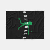 Softball Green Team Player Varsity Text  Fleece Deken (Voorkant (Horizontaal))