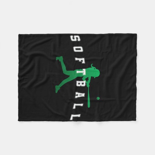 Softball Green Team Player Varsity Text  Fleece Deken (Voorkant (Horizontaal))