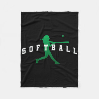 Softball Green Team Player Varsity Text  Fleece Deken