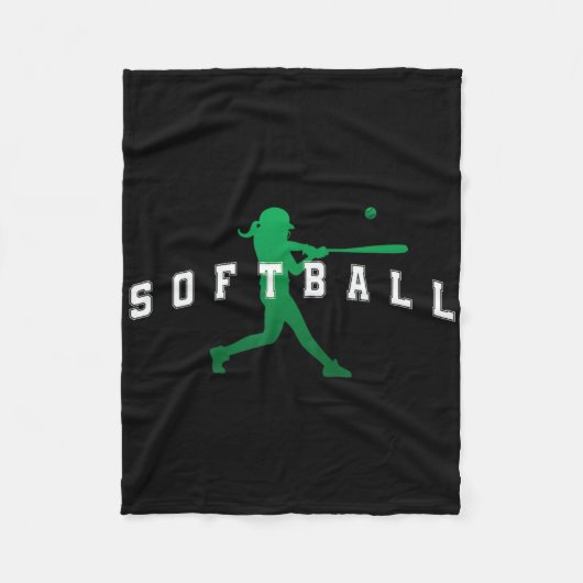 Softball Green Team Player Varsity Text  Fleece Deken (Voorkant)