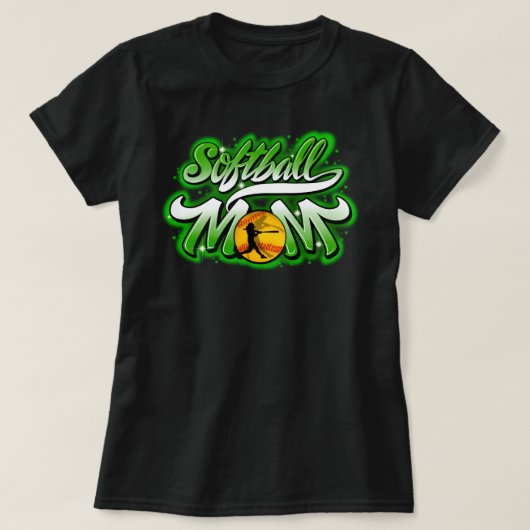 Softball -groen- Moeder t-shirt (Design voorkant)