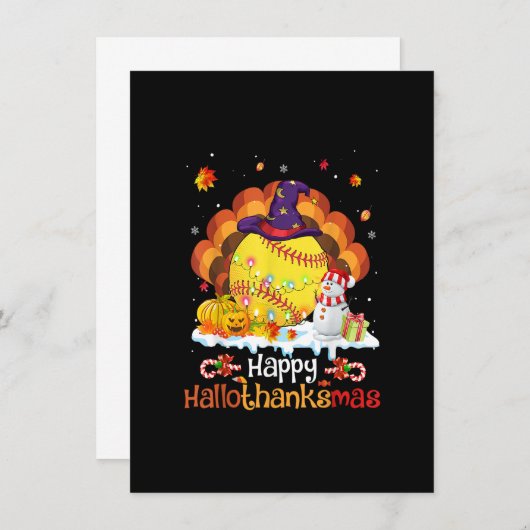 Softball Halloween Thanksgiving Kerstmis Halotha Kaart (Voorkant / Achterkant)