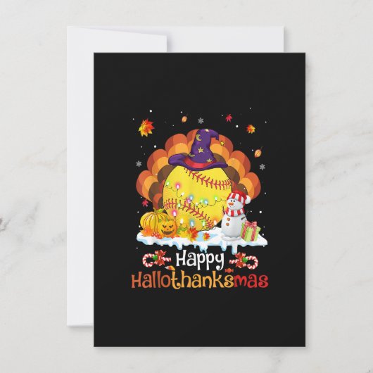 Softball Halloween Thanksgiving Kerstmis Halotha Kaart (Voorkant)