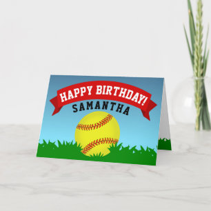 Softball Happy Birthday Kaart