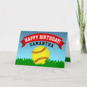 Softball Happy Birthday Kaart (Voorkant)