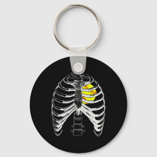 Softball Hart In Ribbenkast Shirt - Halloween Soft Sleutelhanger