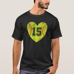 Softball Hart Speler 15 Softbal Moeder Vader Varsi T-shirt