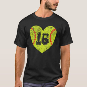 Softball Hart Speler 16 Softbal Moeder Vader Varsi T-shirt