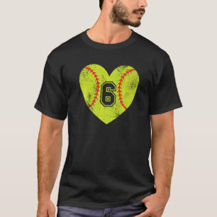 Softball Hart Speler 6 Softbal Moeder Vader Varsit T-shirt