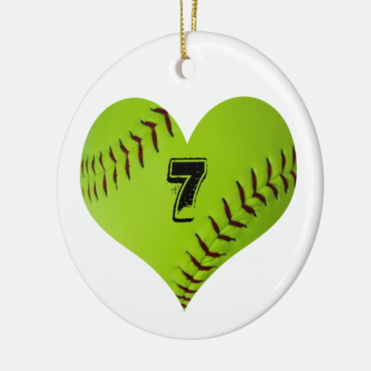 Softball-hartversiering Keramisch Ornament (Links)