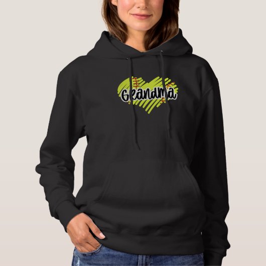 Softball Heart Ball Grandma Graphic Softball Hoodie (Voorkant)
