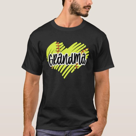 Softball Heart Ball Grandma Graphic Softball T-shirt (Voorkant)