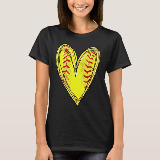 Softball Heart Love Softball Mom Softball Game Day T-shirt (Voorkant)