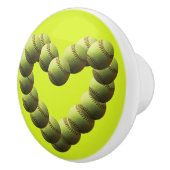 Softball Heart Multi-Ball Yellow Softball Keramische Knop (Rechts)