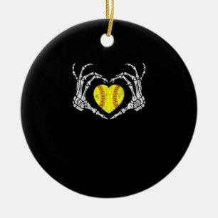 Softball Heart Skeleton Hand Halloween Kostuum Fun Keramisch Ornament