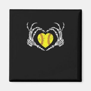 Softball Heart Skeleton Hand Halloween Kostuum Fun Magneet