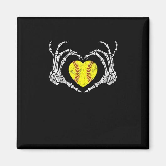 Softball Heart Skeleton Hand Halloween Kostuum Fun Magneet (Voorkant)