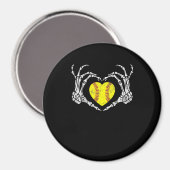 Softball Heart Skeleton Hand Halloween Kostuum Fun Magneet (Voorkant / Achterkant)