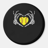 Softball Heart Skeleton Hand Halloween Kostuum Fun Magneet (Voorkant)