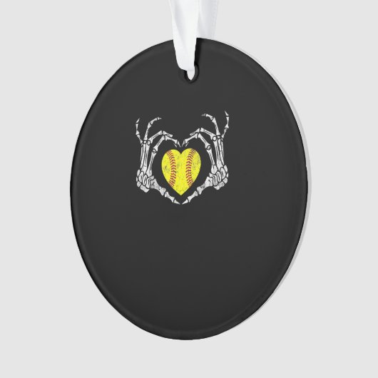 Softball Heart Skeleton Hand Halloween Kostuum Fun Ornament (voorkant)