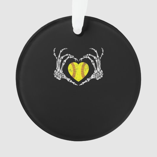Softball Heart Skeleton Hand Halloween Kostuum Fun Ornament (voorkant)