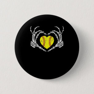 Softball Heart Skeleton Hand Halloween Kostuum Fun Ronde Button 5,7 Cm