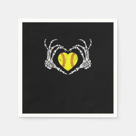 Softball Heart Skeleton Hand Halloween Kostuum Fun Servet (Voorkant)