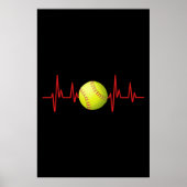 Softball Heartbeat EKG Poster (Voorkant)