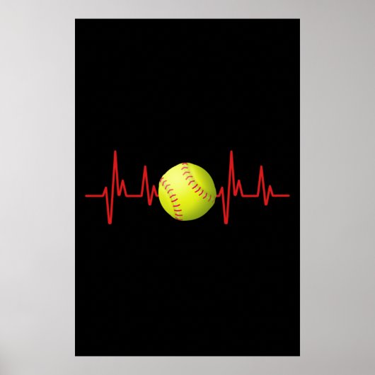 Softball Heartbeat EKG Poster (Voorkant)