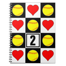 Softball & Hearts Custom Player Jersey Number