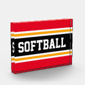 SOFTBALL Helder Rood Zwart Wit Geel Strepen Fotoblokken (Links)