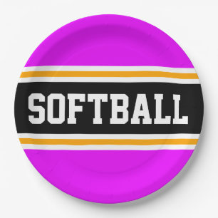 SOFTBALL Helder Roze Zwart Sinaasappel Racing Stri Papieren Bordje