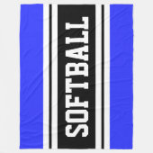 SOFTBALL Helderblauw Zwart Wit Racing Stripes Fleece Deken (Voorkant)