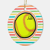 Softball; heldere regenboogstrips keramisch ornament (Links)