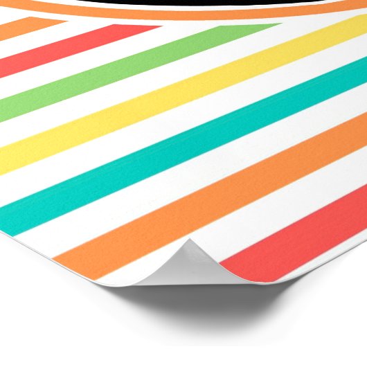 Softball; heldere regenboogstrips poster (Hoek)