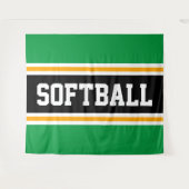 SOFTBALL Heldergroen Zwart Geel Racing Stripes Wandkleed (Voorkant (horizontaal))