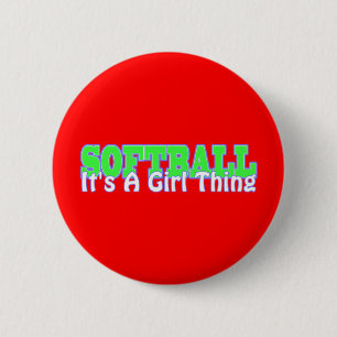 Softball, het is een meisje ding ronde button 5,7 cm