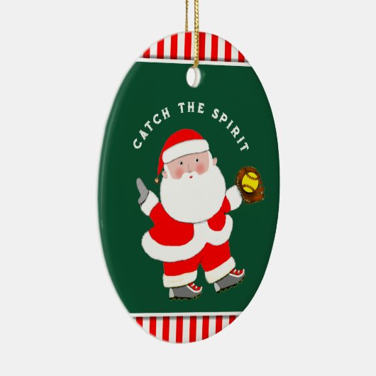 Softball Holiday Gift Keramisch Ornament (Rechts)