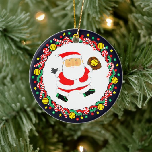 Softball Holiday Gift Keramisch Ornament (Boom)