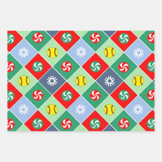 Softball Holiday Gift Wrapping Paper (Voorkant 2)